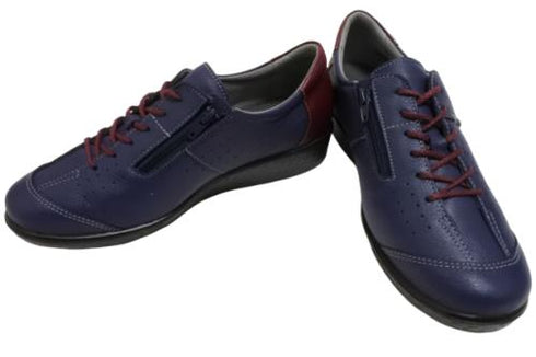 【ムーンスター SP2401 ネイビー】本革柔らかガーメントレザー使用靴紐シューズ